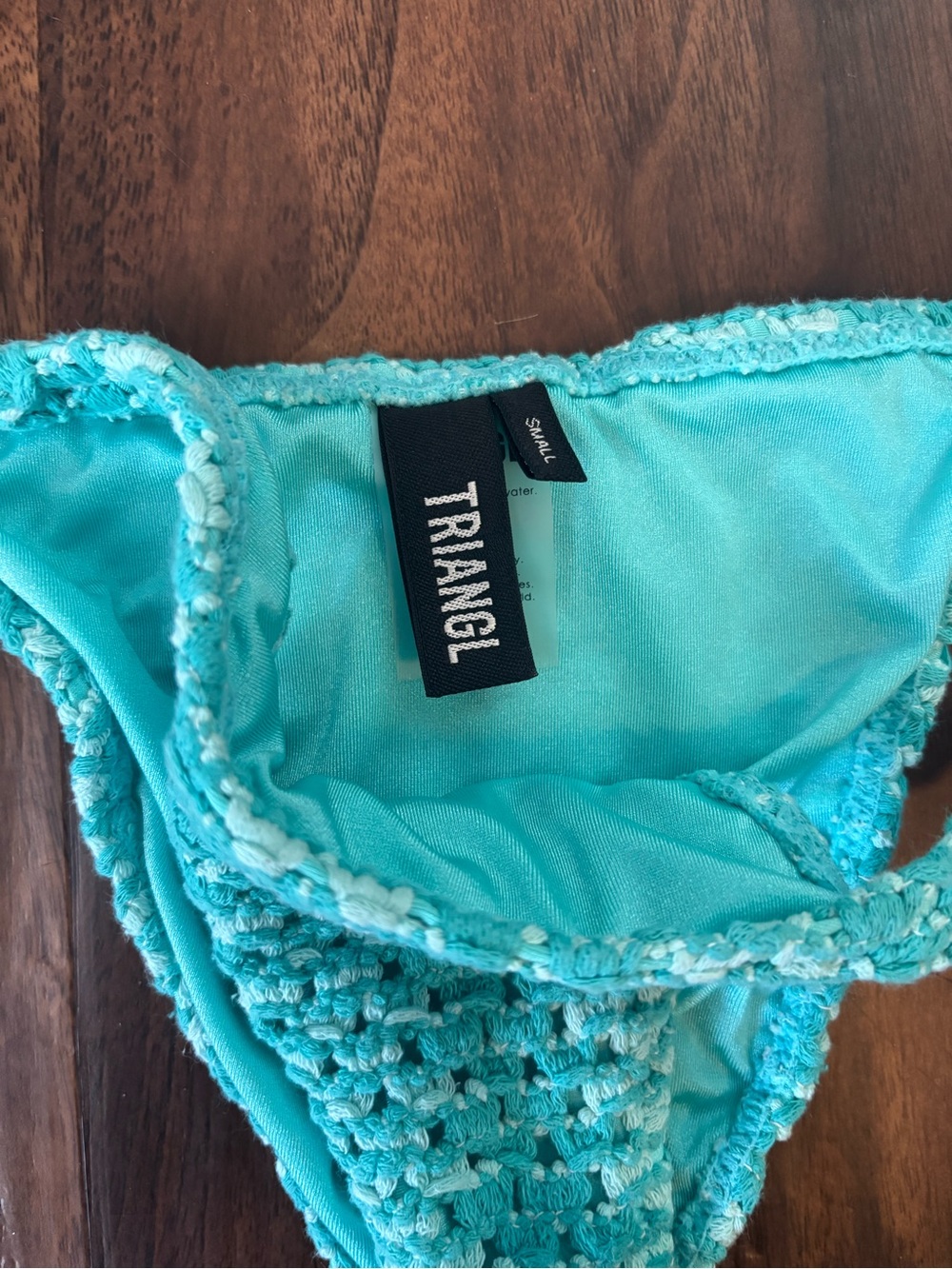 triangl swimwear Turquoise Crochet Tie-Side Bikini - Picture 3 of 9